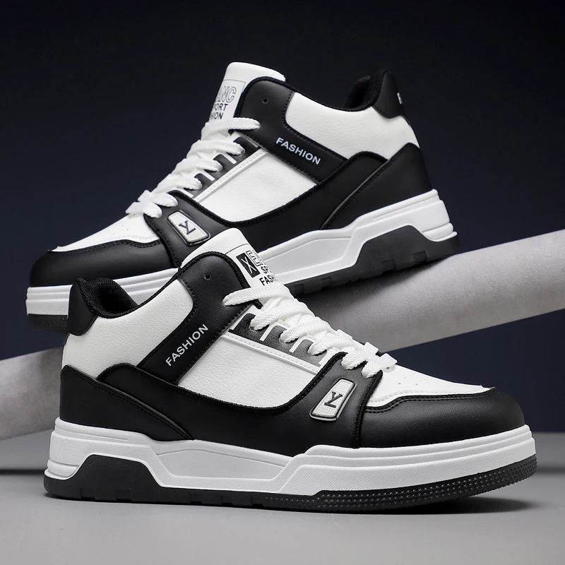 

Versatile White Sneakers, Mid-calf Men's Casual Canvas Shoes, Thick-soled Anti-slip and Wear-resistant Casual Sports Shoes