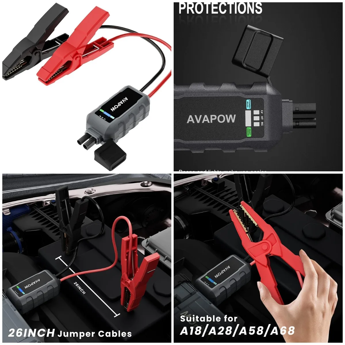 

Portable Smart Jumper Starter Clamps 12V Car Booster Cables Replacement Alligator Clips