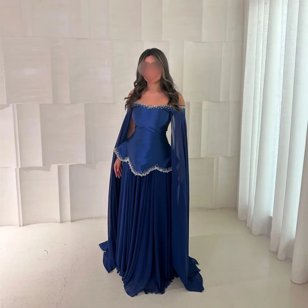 

Fashionable Romantic Ruffles Prom Dress Charming Sleeveless Beaded Evening dress Floor Length Boat Neck Red Carpet Dress luxury