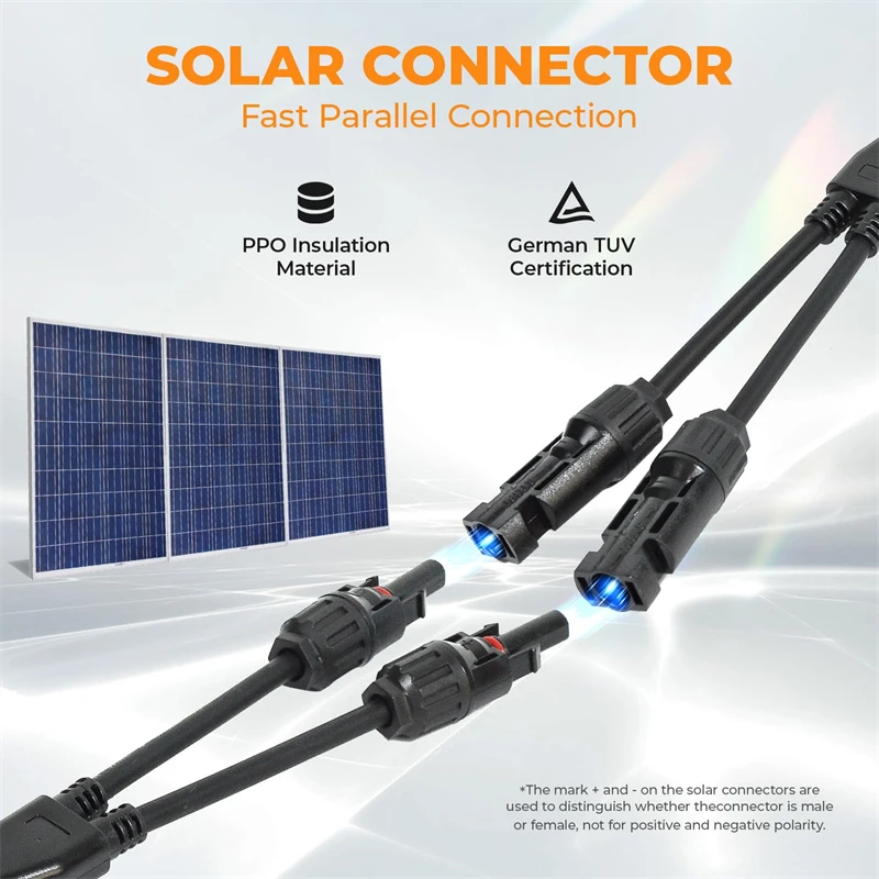 BUSBYR Solar Panel Connector 2 to 1 Solar Y Branch 30A 1000V Solar Panel Splitter Y-Branch Cable Solar Panel Parallel Connectors