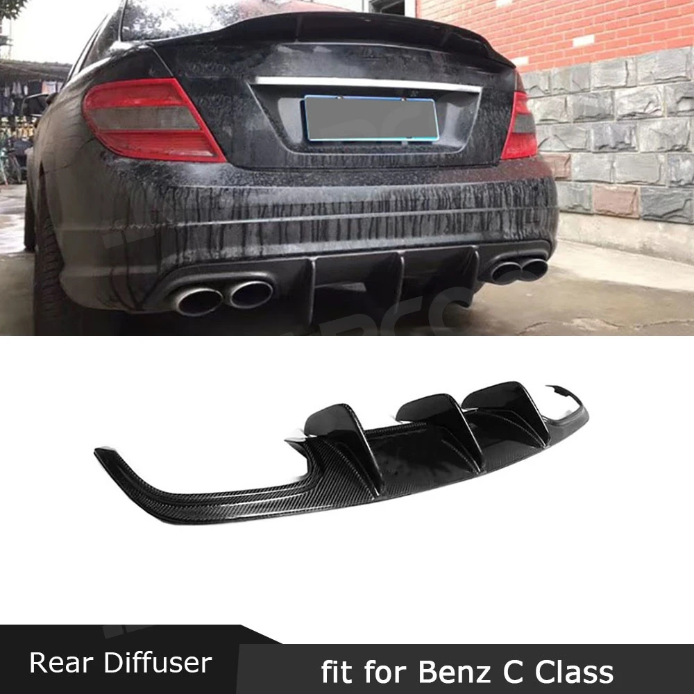 

Carbon Fiber Rear Lip Diffuser Bumper Chin Spoiler Fins For Mercedes Benz C Class W204 C63 AMG 2008-2011 FRP Car Accessories