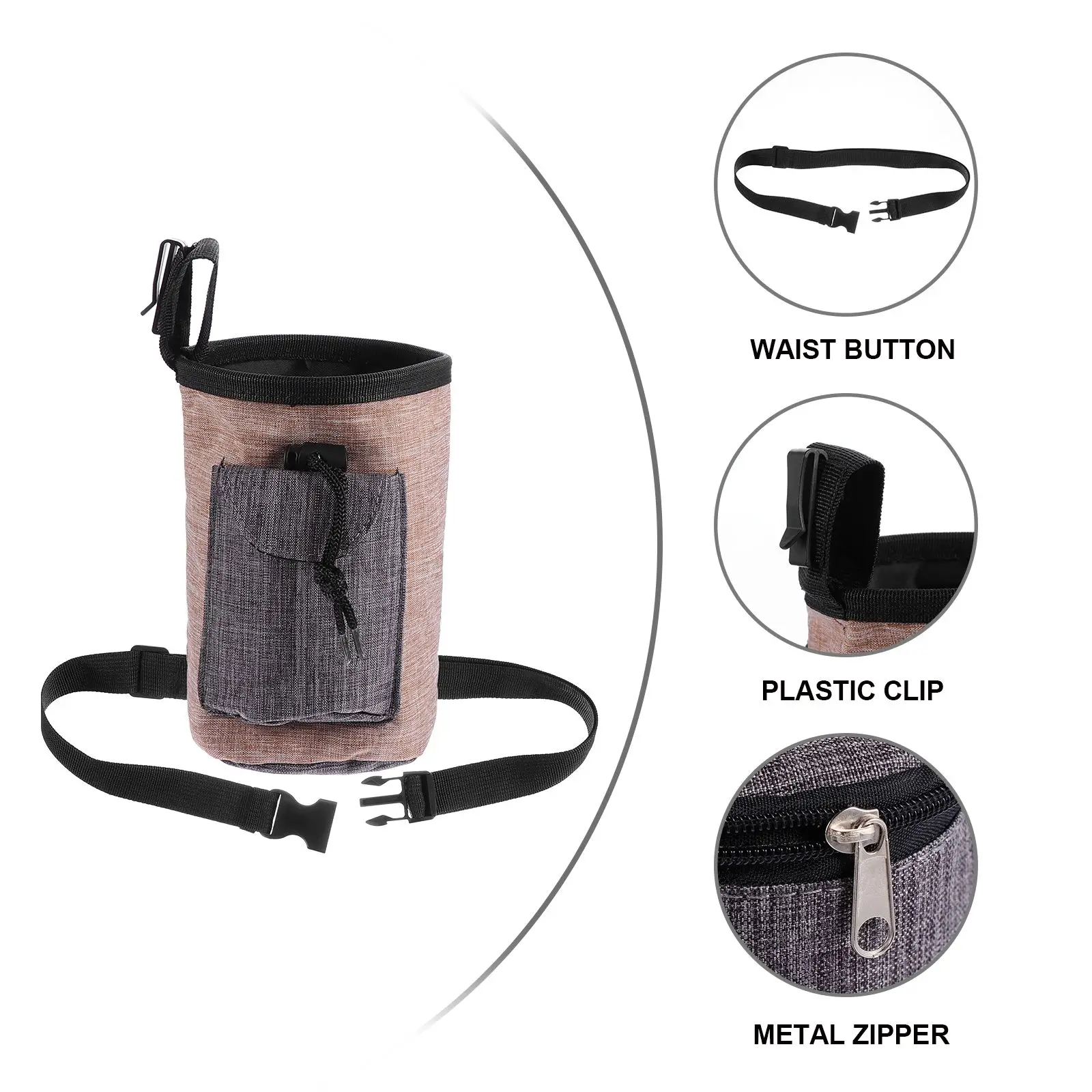 

Dog Treat Pouch Large Flax Training Bag for Puppy Agility Outdoor Pet Waist Bag Drawstring Storage Snacks Toys