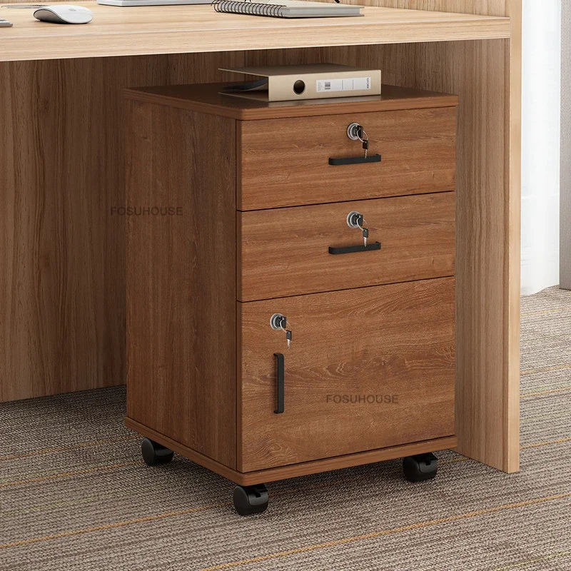 Modern Luxury Under-Desk Filing Cabinets Floor-Standing Wooden Document Storage Cabinets Small File Cabinet Office Furniture Y