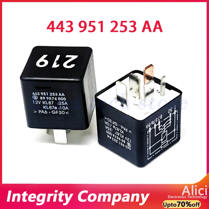 

1 шт. оригинальные автомобильные реле 443951253AA для Audi A4 A6 A8 для VW Touareg Phaeton Passat No.219 реле 443 951 253 AA 12 В/25/10 А