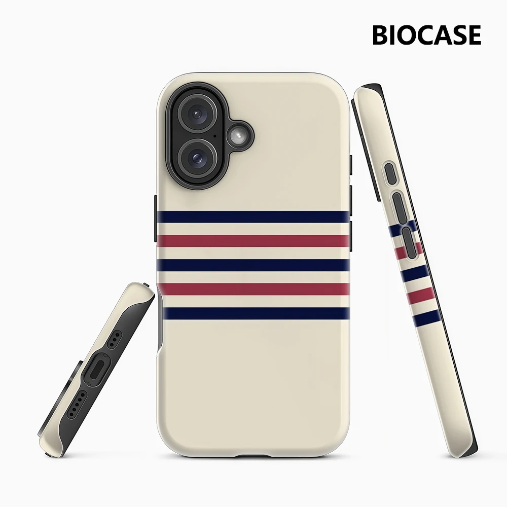 Navy Red Tan Stripe IPhone 17 Must-Haves Handyhülle für IPhone 17 16 15 14 13 12 Pro Max Plus Doppelschichtige Rückseite