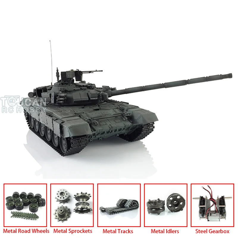 Toucan HENG LONG RC Tank 1/16 7.0 Rosja T90 3938 360 � �   Turret Professional Ver Toys Metalowe gąsienice Napędzająca zębatka silnika TH17853