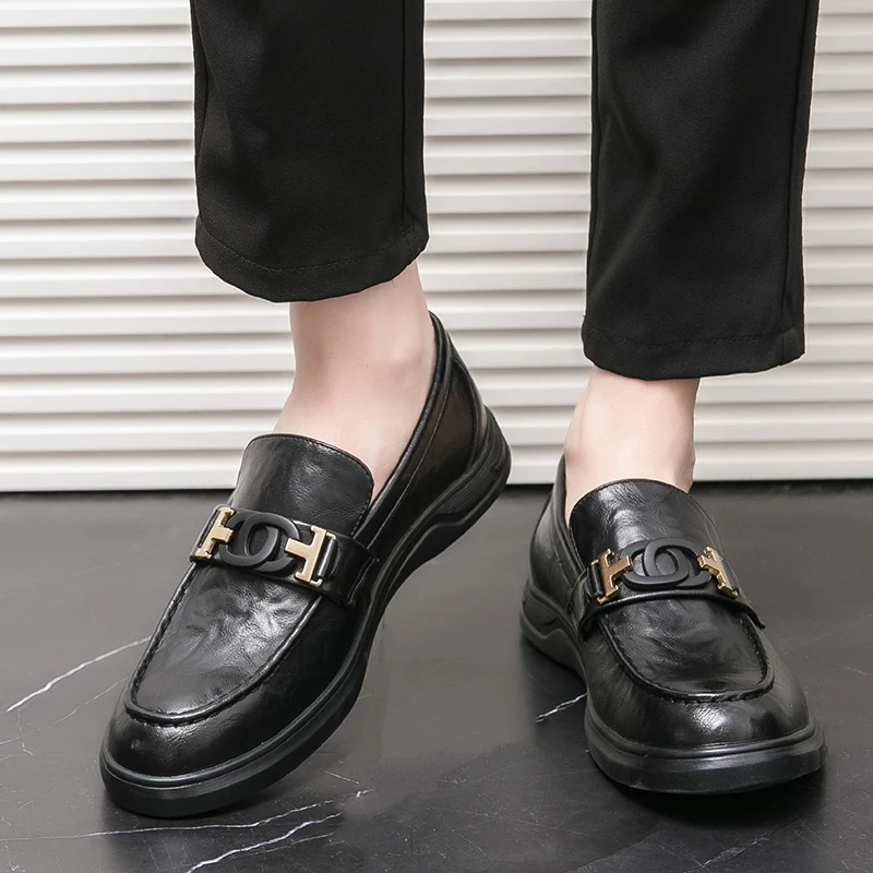 

Модная повседневная кожаная мужская обувь, мужские лоферы без шнуровки, мужская деловая модельная кожаная обувь, мужская обувь