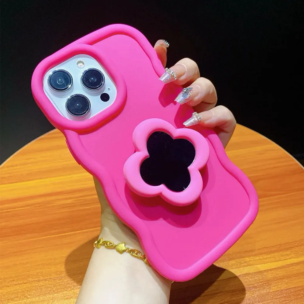 Flower Bracket Waves Soft Phone Case For Samsung Galaxy S24 FE S23 S21 S20 FE S22 Ultra S20FE A05 A05S A15 A35 A55 A54 5G Cover