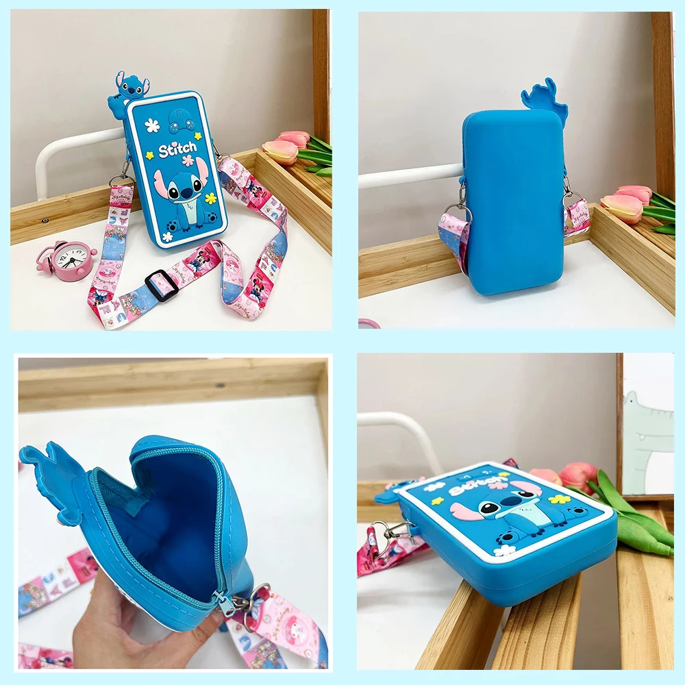 シリコンステッチ携帯電話バッグクロスボディスモール女性男性ミニソショルダーバッグガールボーイスクエアフォンポーチバッグアニメギフト