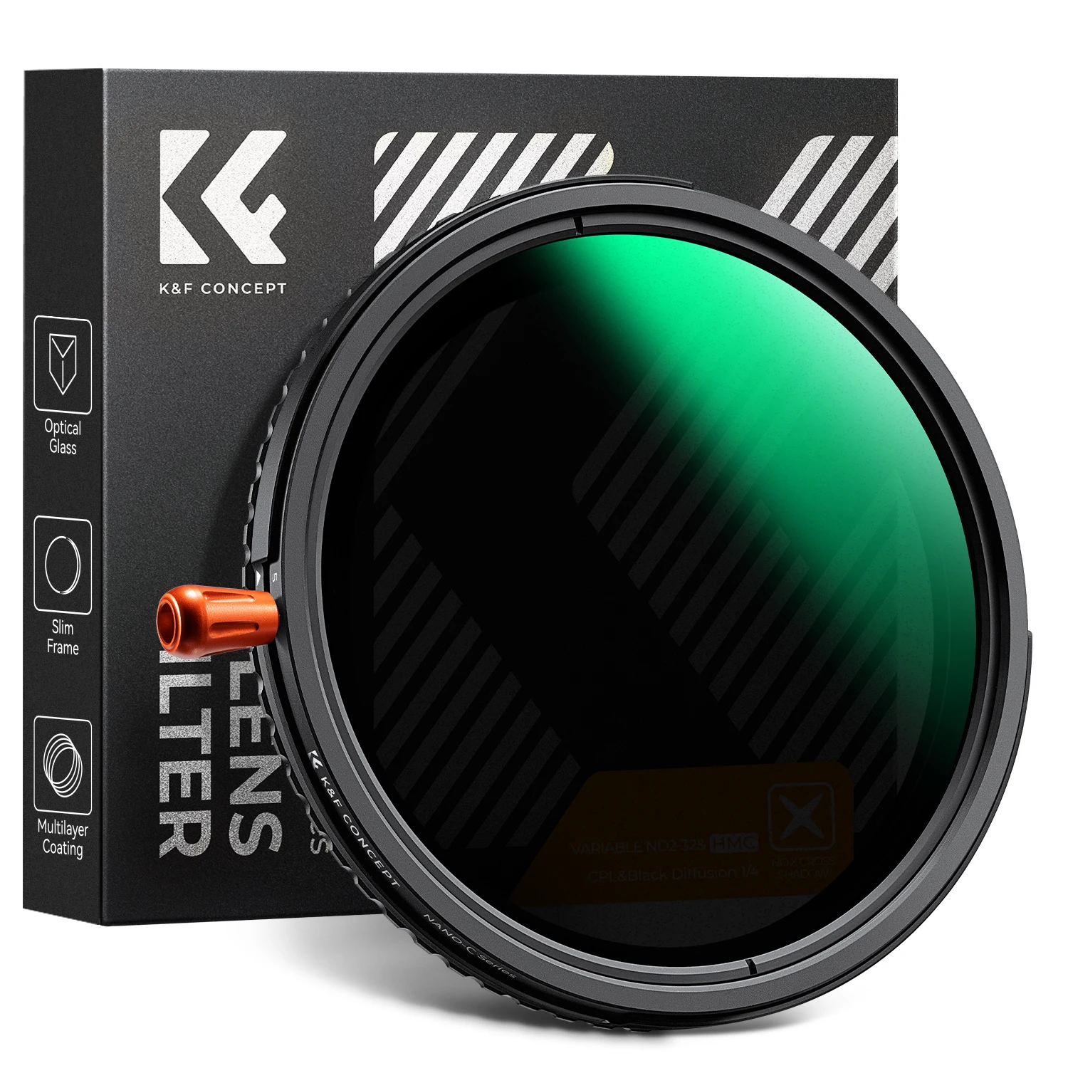 K&F Concept 3in1 ND2-32+CPL+Black Diffusion 1/4 Multifunctioneel gepolariseerd variabel ND Black Mist Filter 37/49/52/58/67/72/77/82mm