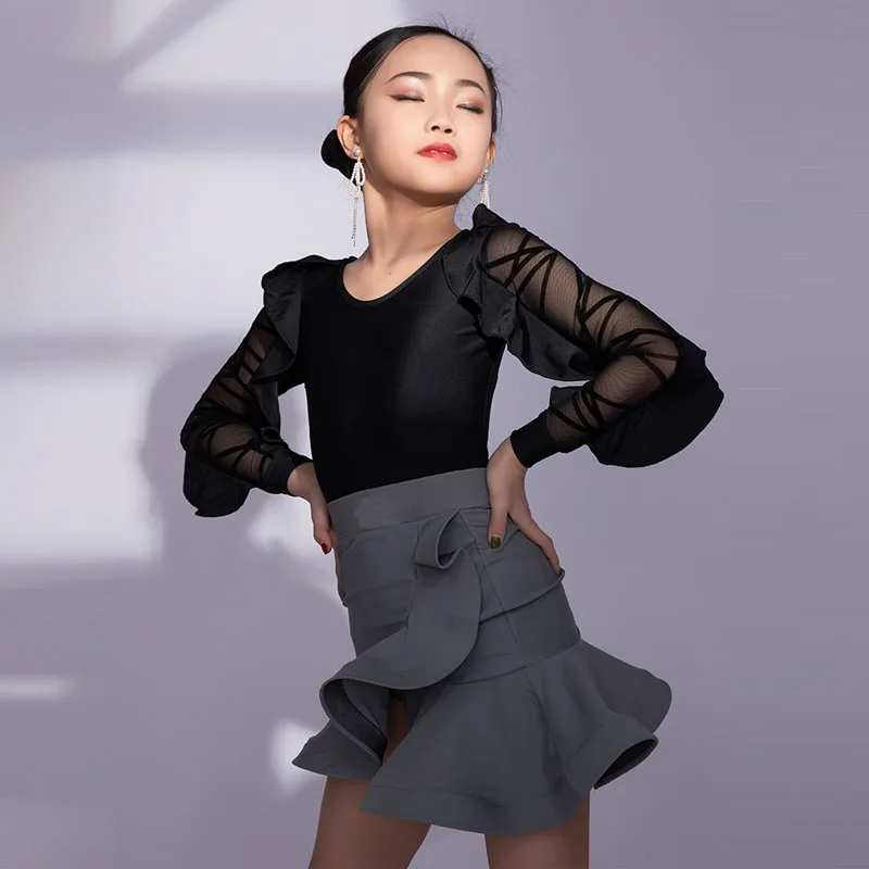 2023 Autumn/Winter New Latin Dance Dress Women's Children's Black Professional Training Suit Advanced Performance Suit Set