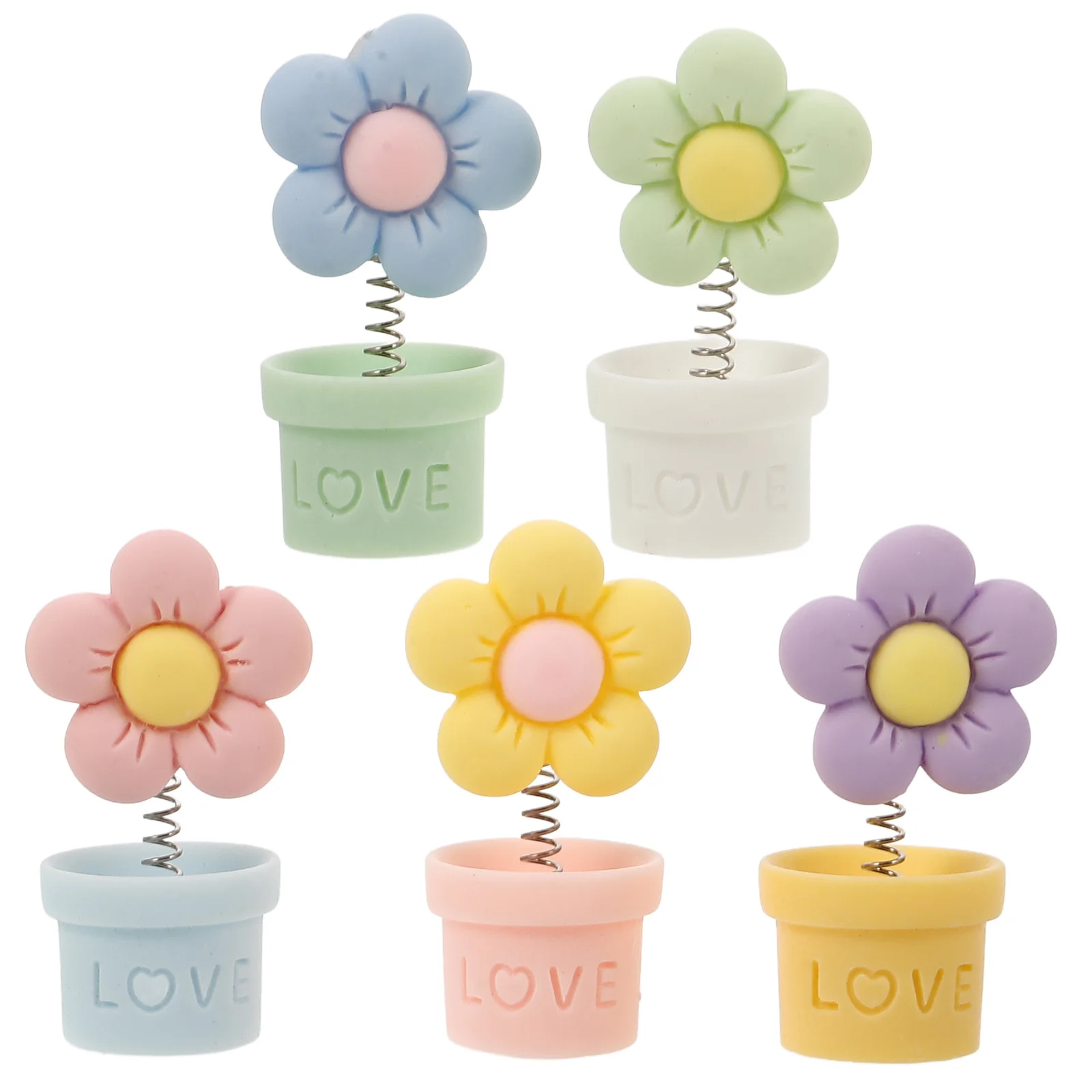

5Pcs Creative Car Dashboard Decor Artificial Flowerpot Swinging Ornaments Easy Install Car Interior Decoration Accessories