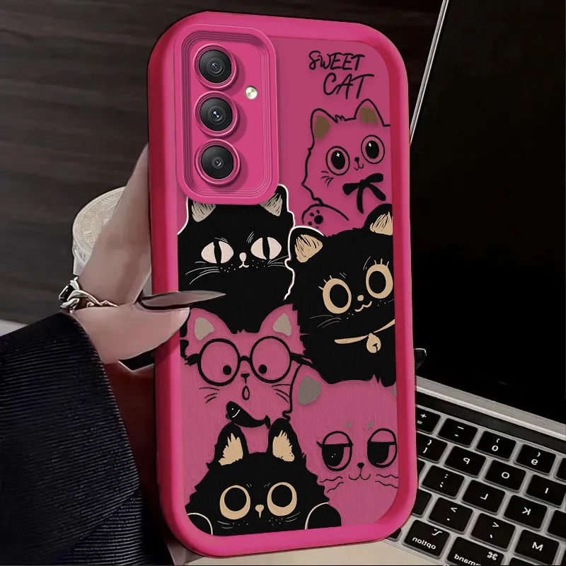 Lovely Black Cats Soft Phone Case For Samsung Galaxy A54 A05 A05S A34 A24 A14 A53 A33 A23 A13 A52 A52S A71 A51 A31 A50 Cover view 3