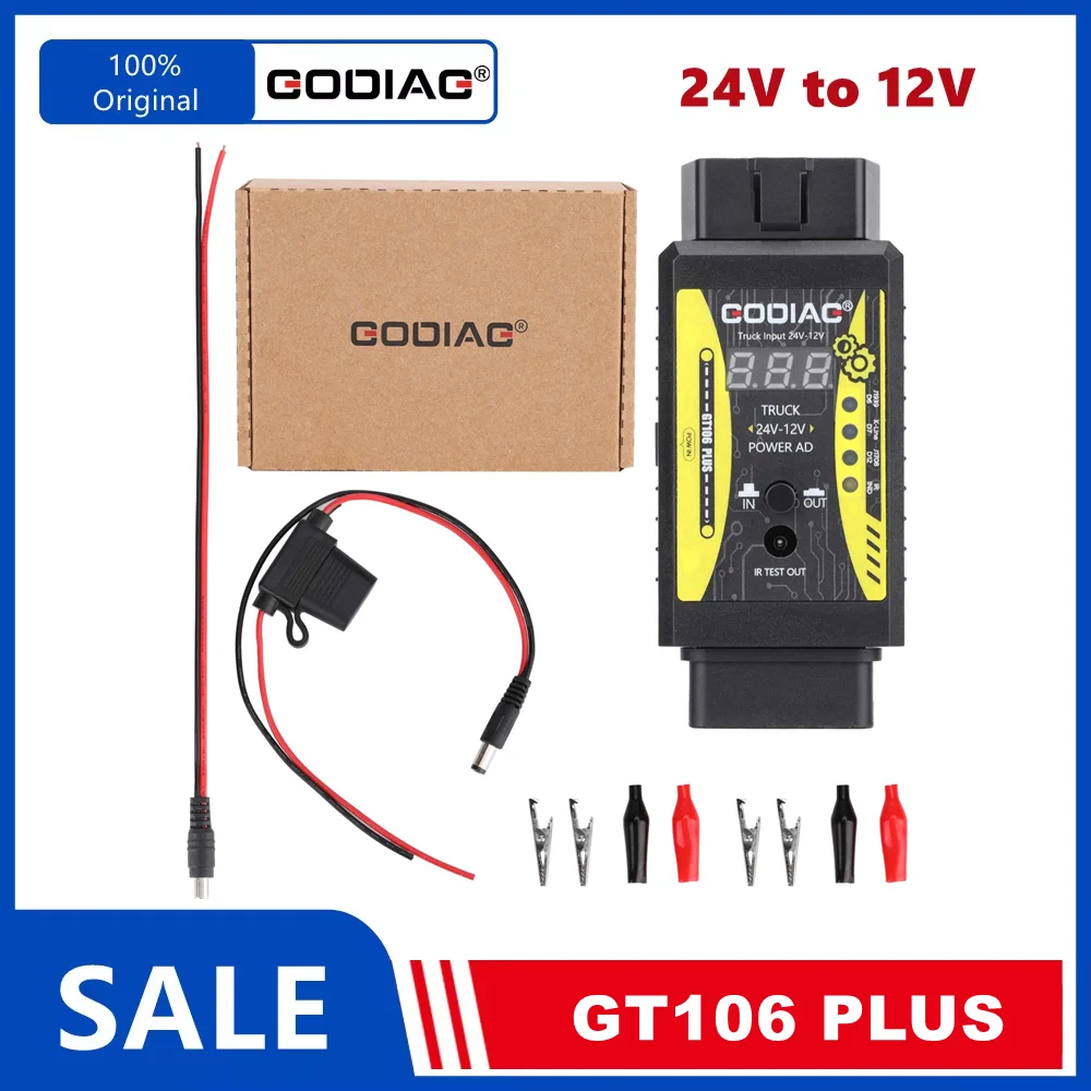 Godiag GT106 PLUS 24V to 12V Heavy Duty Truck Adapter Diagnosis Converter Support X431 / ThinkCar//Thinkdiag