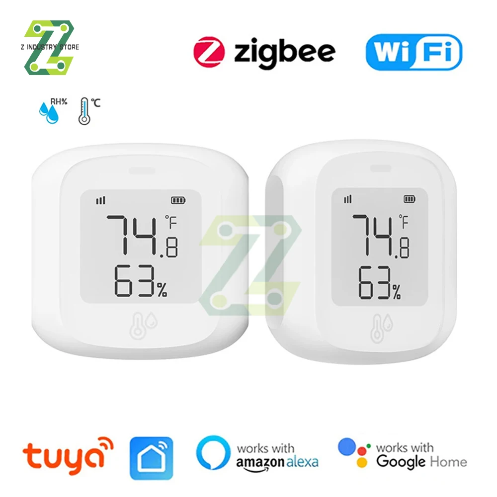 tuya smart wifi zigbee temperatura e umidade sensor termometro higrometro interior com display lcd 01
