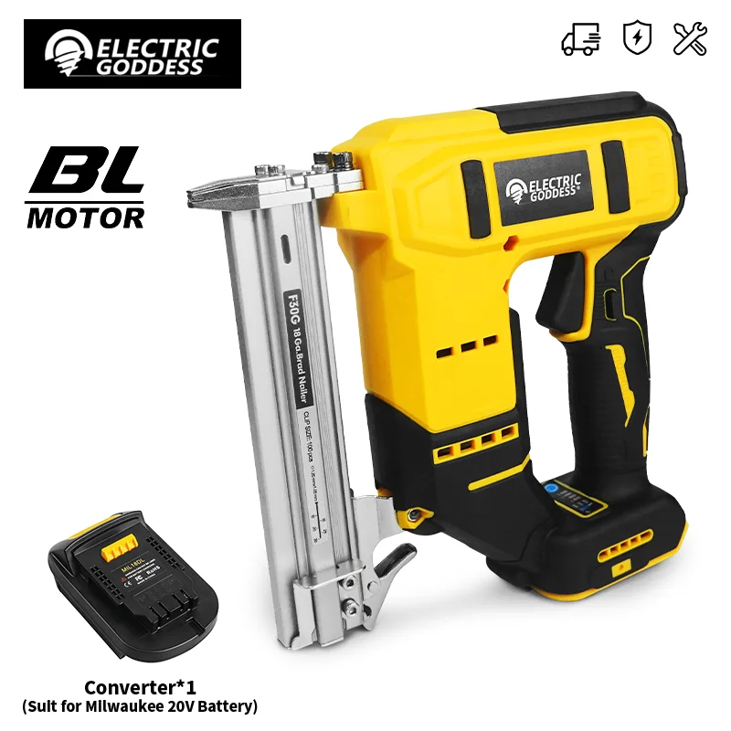 Электрический бесщеточный электрический пистолет для ногтей Goddess, беспроводной пистолет для ногтей Brad, деревообрабатывающий гвоздезабивной станок для Dewalt, 20 В, аккумуляторный пистолет