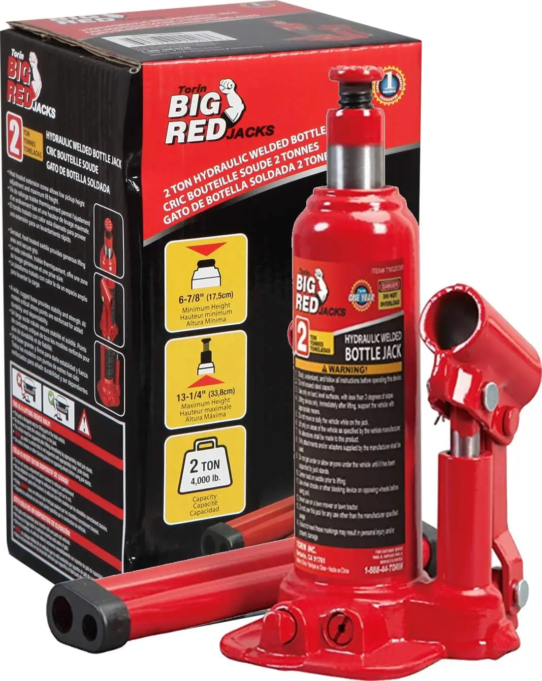 

2 Ton Hydraulic Welded Bottle Jack, 4,000 Lbs Capacity for Heavy-Duty Lifting and Automotive Use
