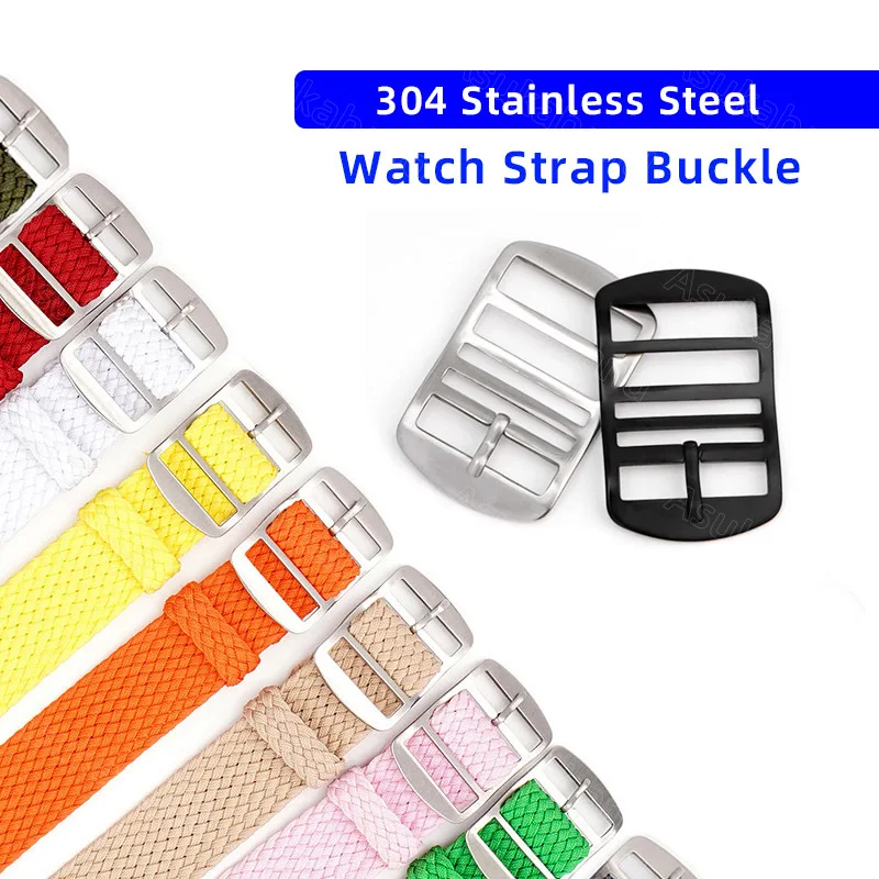 304 Stainless Steel Buckle for Nylon Watch Strap Band Clasp 14mm 16mm 18mm 20mm 22mm One Piece Loop Bracelet Wrist Belt Button