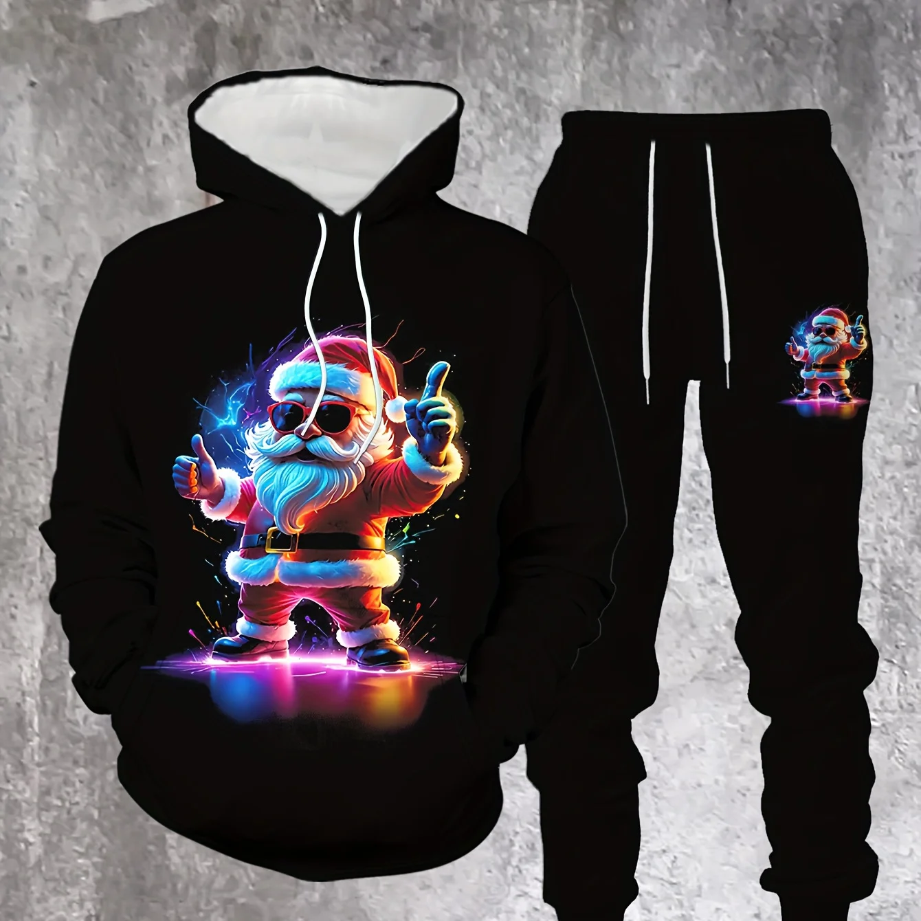 

Funny 3D Santa Claus Print Men's Hoodies Sets Autumn Winter Casual Sweatshirts And Pants 2 Piece Outfit Fashion Loose Sport Suit
