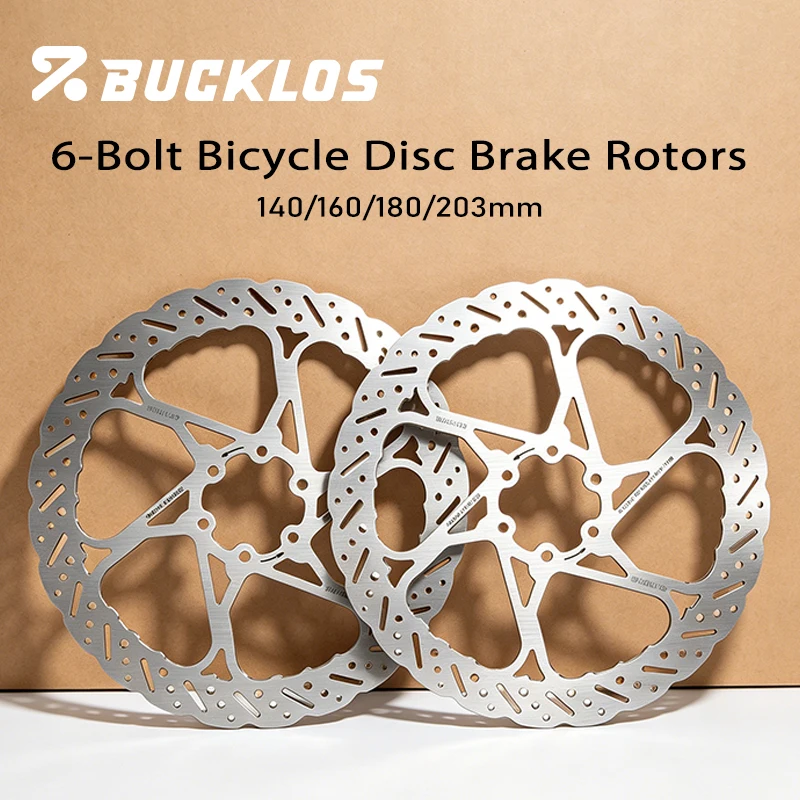 Rotors de vélo BUCKLOS 140 mm 160 mm 180 mm 203 mm, rotors ultralégers en acier inoxydable pour vélo de route et VTT, rotors de frein à disque hydraulique