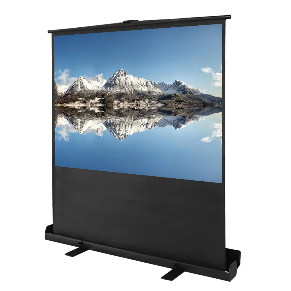 

Factory Price 16:9 Portable Floor Standing Pull Up Projector Screen Easy Storage 72" 80" 100" Projection Screen For Outdoor