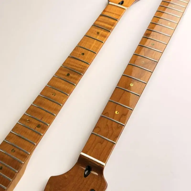 

ST/TLStyle Roasted Flame Maple Guitar Neck 22 Frets Glossy Finished Tele Electric Guitar Neck Replacement DIY Parts
