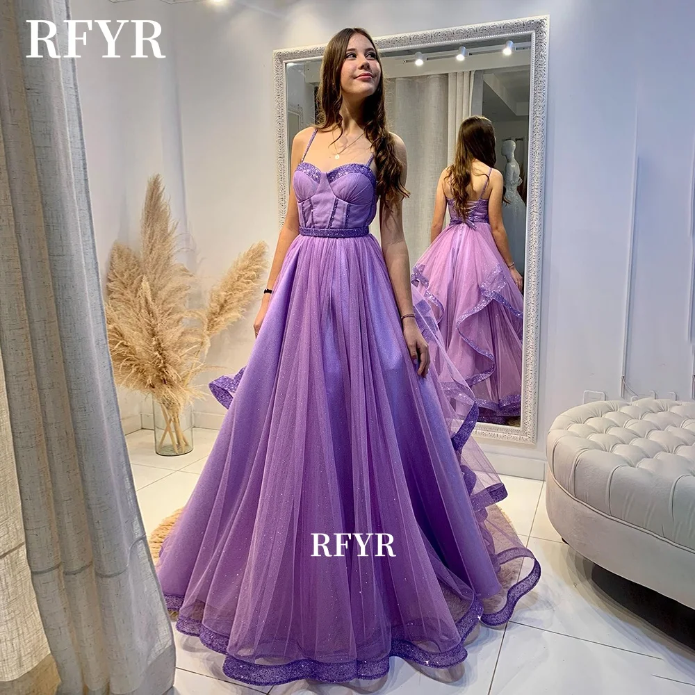 

RFYR Sweetheart Prom Gowns Glitter Party Gowns A Line Evening Gowns Tulle Celebrity Gala Gowns for Women Customized