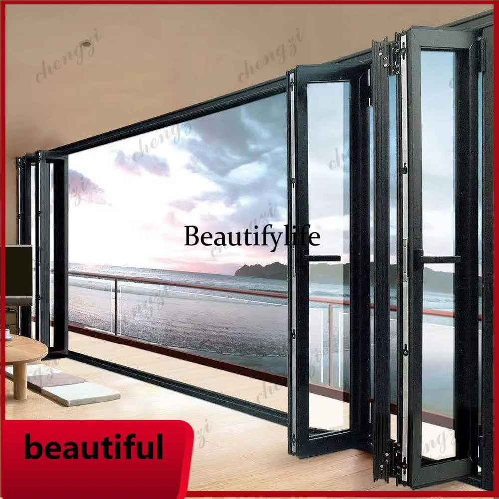 F181Z183 Customization Modern Heavy-duty Folding Door System Patio Bifold Glass Door For Exterior Application For Living Room Vi