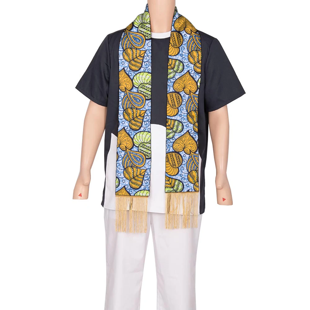 African Kente Cloth Scarves Print Church Clergy Pastor Choir Stole with Fringes Men Daily Matching Dresses Decorate Party Wyb794