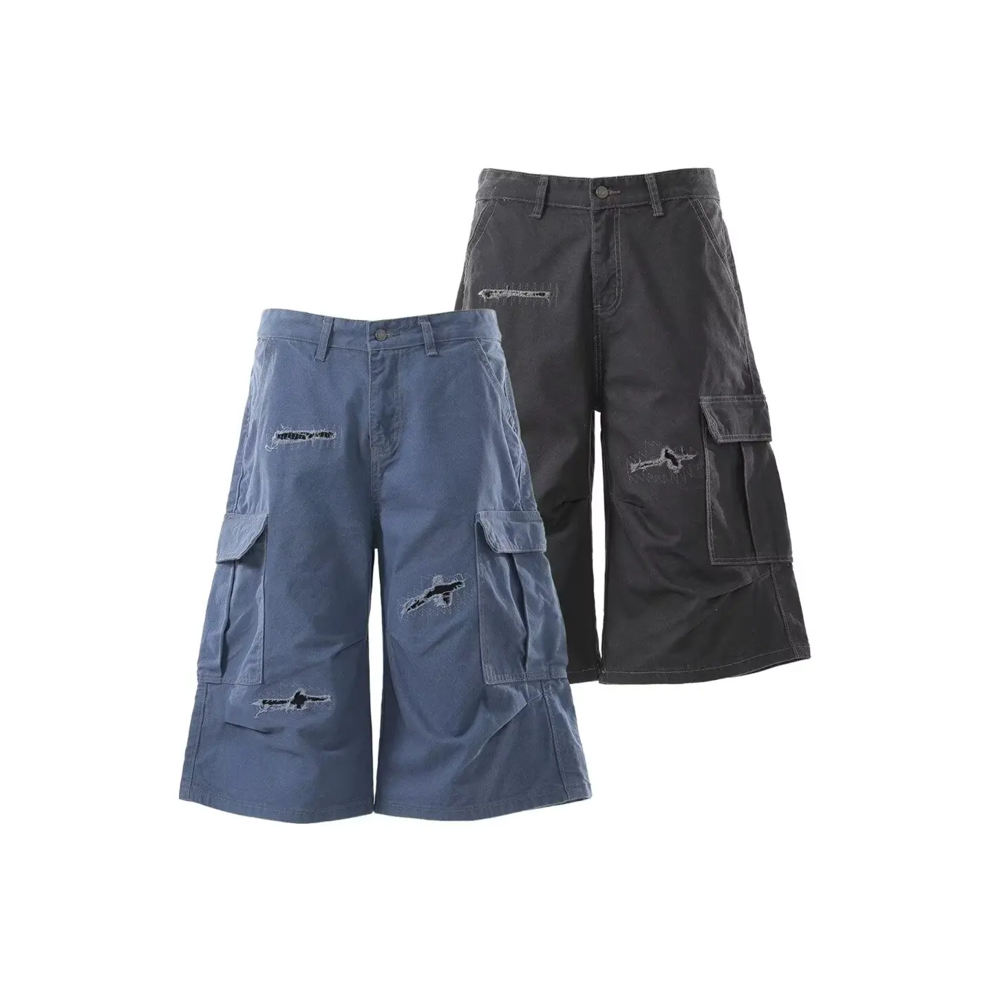 Japanese Korean Cargo Shorts for Men Summer Heavyweight Cotton 5-Inch Premium Distressed Streetwear Trendy Casual Pants 2026 New