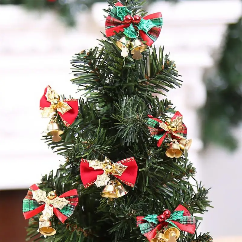 Noeud de Noël avec petite cloche, couronnes d'arbre de Noël, conflicPendant, mini nœud papillon, ornement, bricolage, cadeau artisanal, décorations du Nouvel An