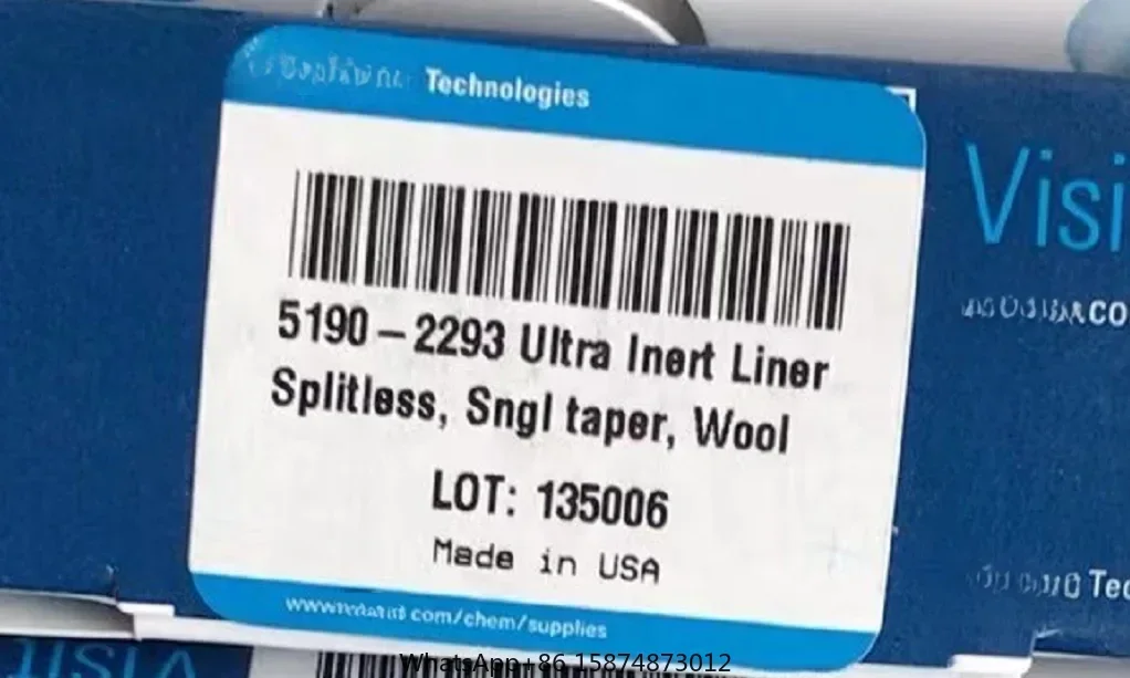 For Agilent 5190-2293 5190-2295 Ultra Inert Liner Splitless Sngl Taper Wool 135006 1piece