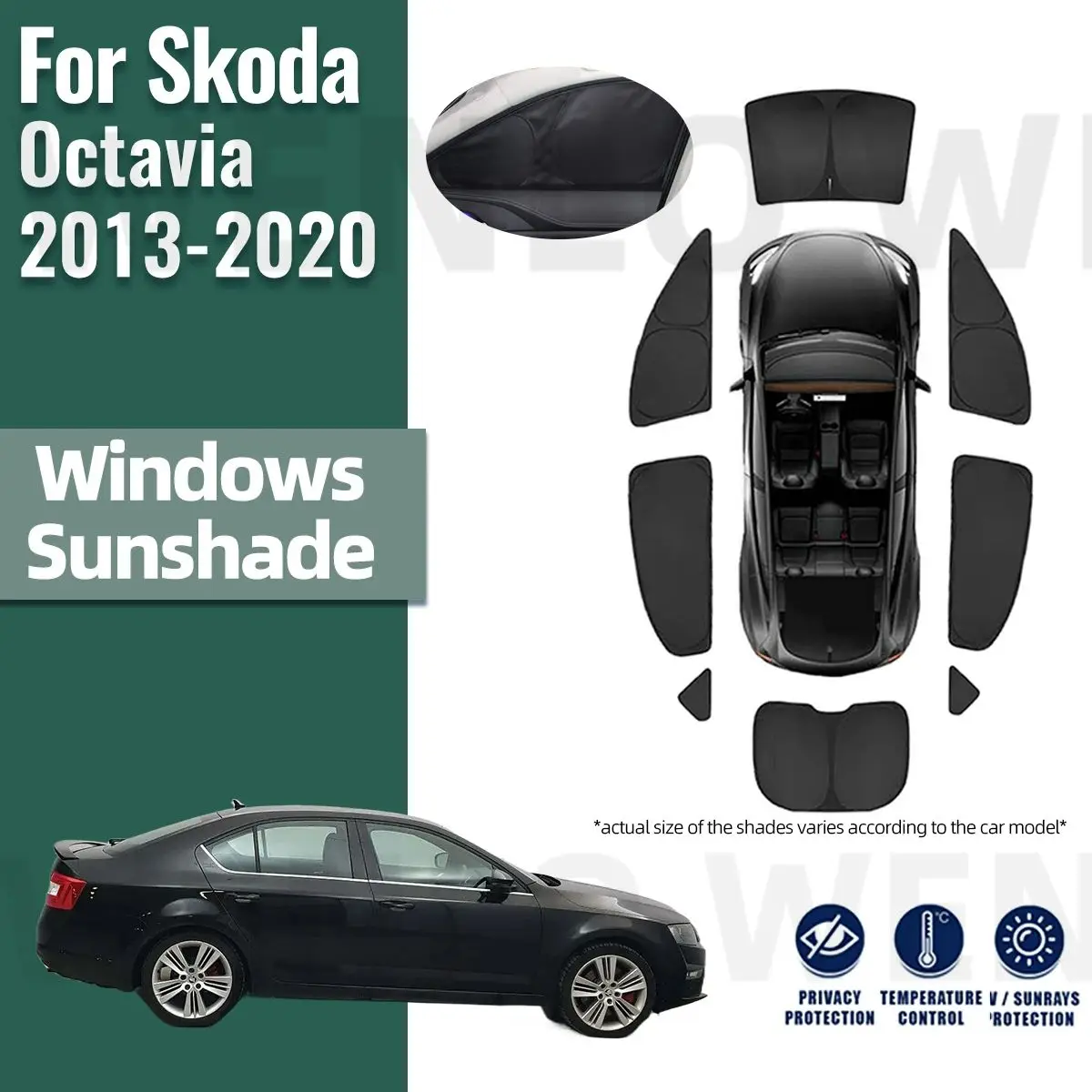 For Skoda Octavia 2013-2020 Full Cover Car Sunshade Visor Front Windshield Frame Curtain Rear Side Baby Window Sun Shade Shield