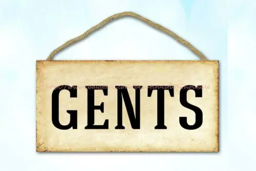 vintage style cafe tavern plaques gents gentlemen bathroom toilet wood sign