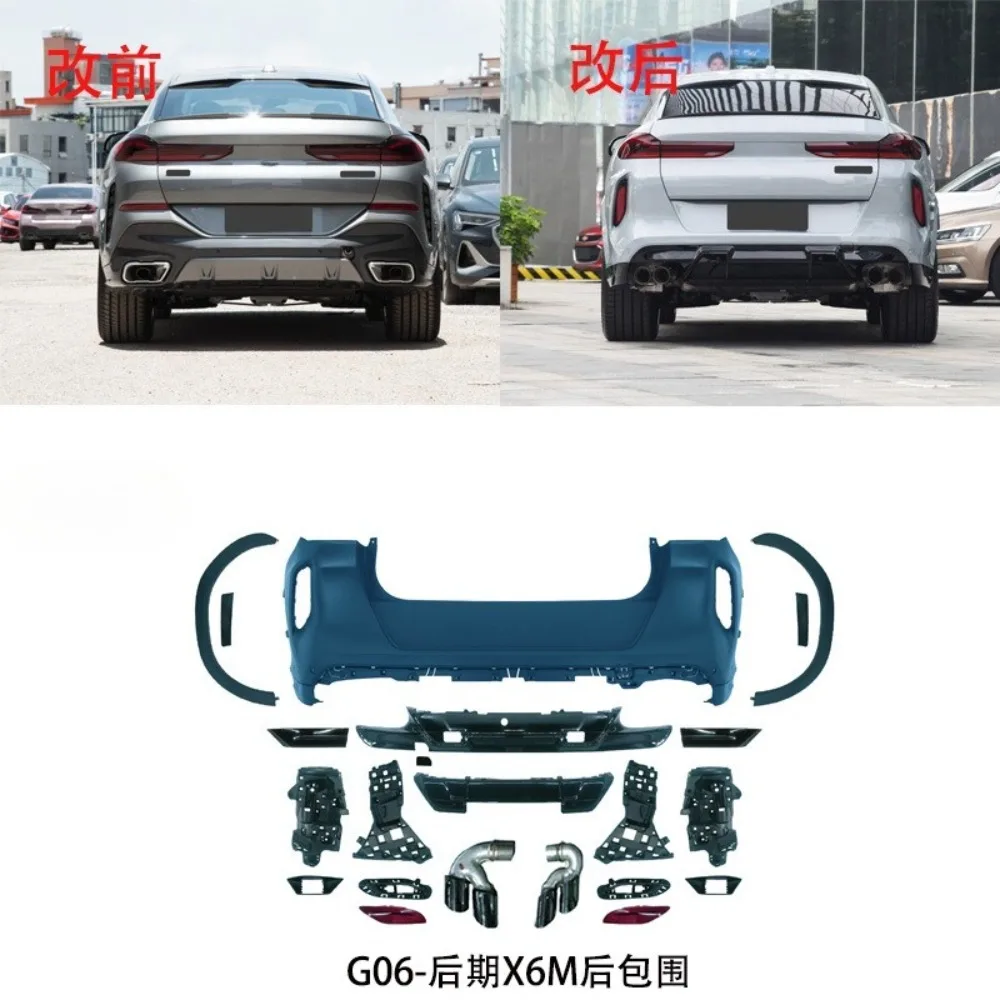 New Design Body Kit For BMW X6 G06 Upgrade to F96 LCI X6M Front Rear Bumper Headlight Wheel Arch Grille Diffuser Pipe