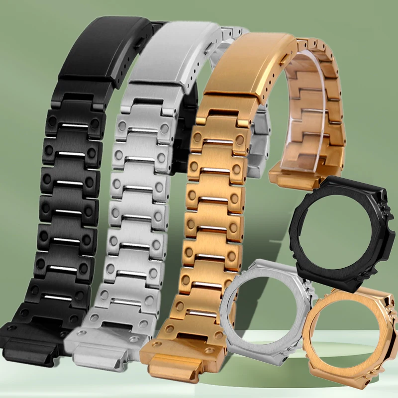 Para casio ga2100 modificação caixa de metal cinta G-SHOCK ga2110 kit aço inoxidável para casioak GA-2100 acessórios relógio masculino