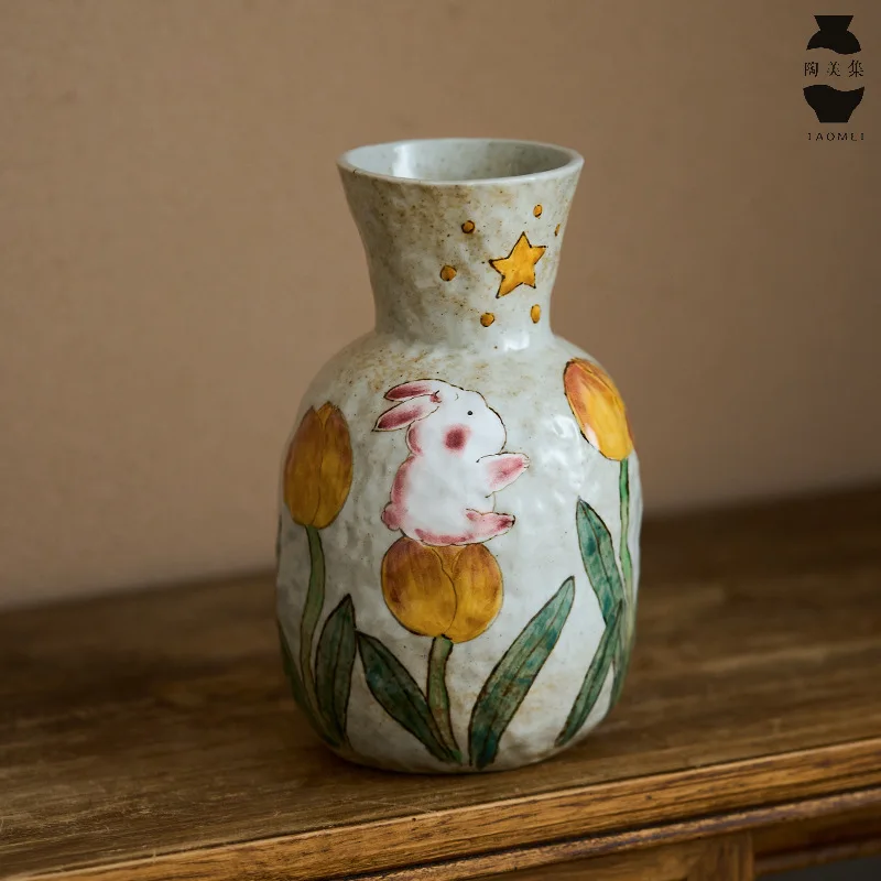 Chinese-style Retro Hydroponic Flower Arrangement Room Entrance Table Decoration, Earthenware Jar Ornaments Hand-painted Vases