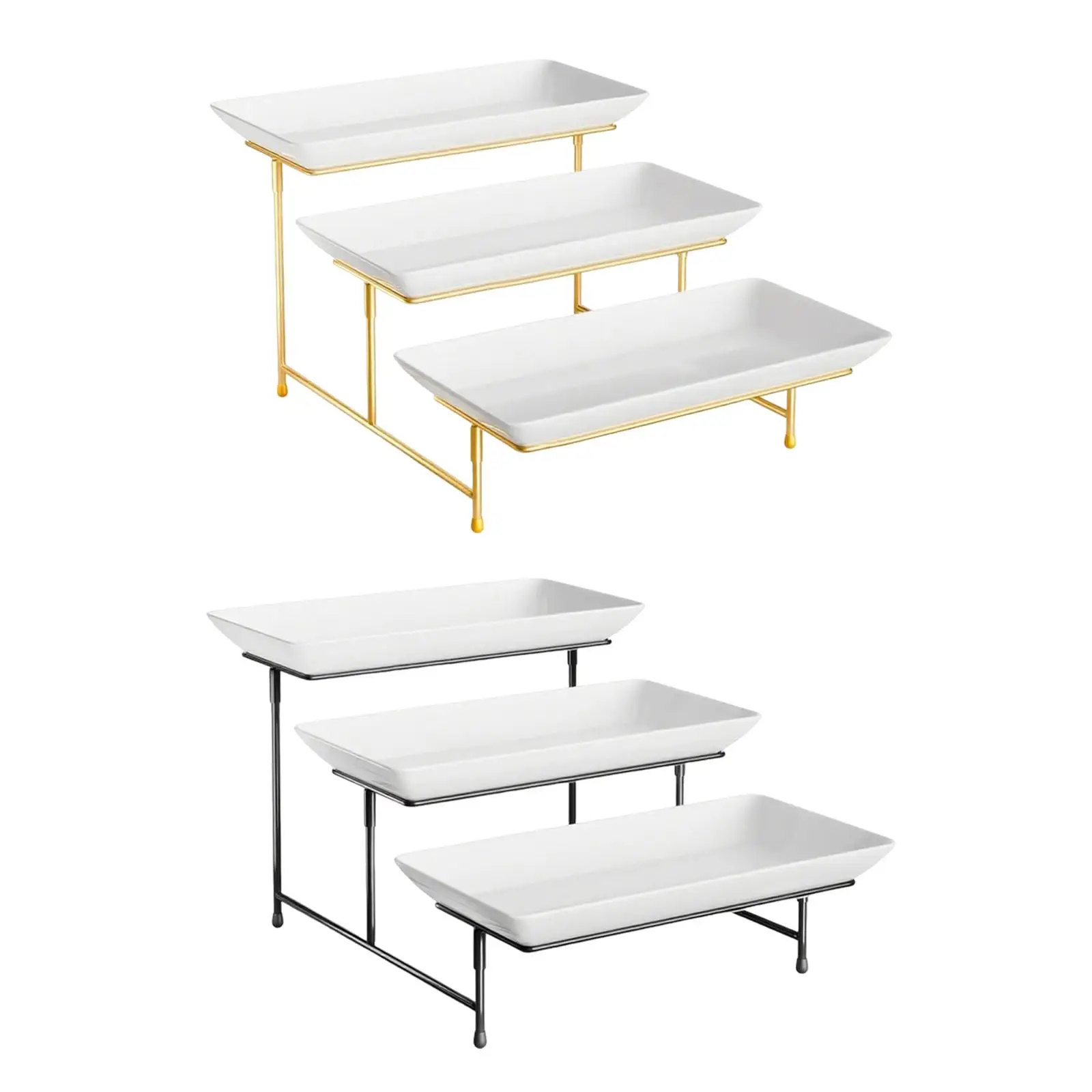 3 Tier Rectangular Serving Platter Stand Set Porcelain Fruit Dessert Display Tray for Home Party Wedding Cupcake Display Stand