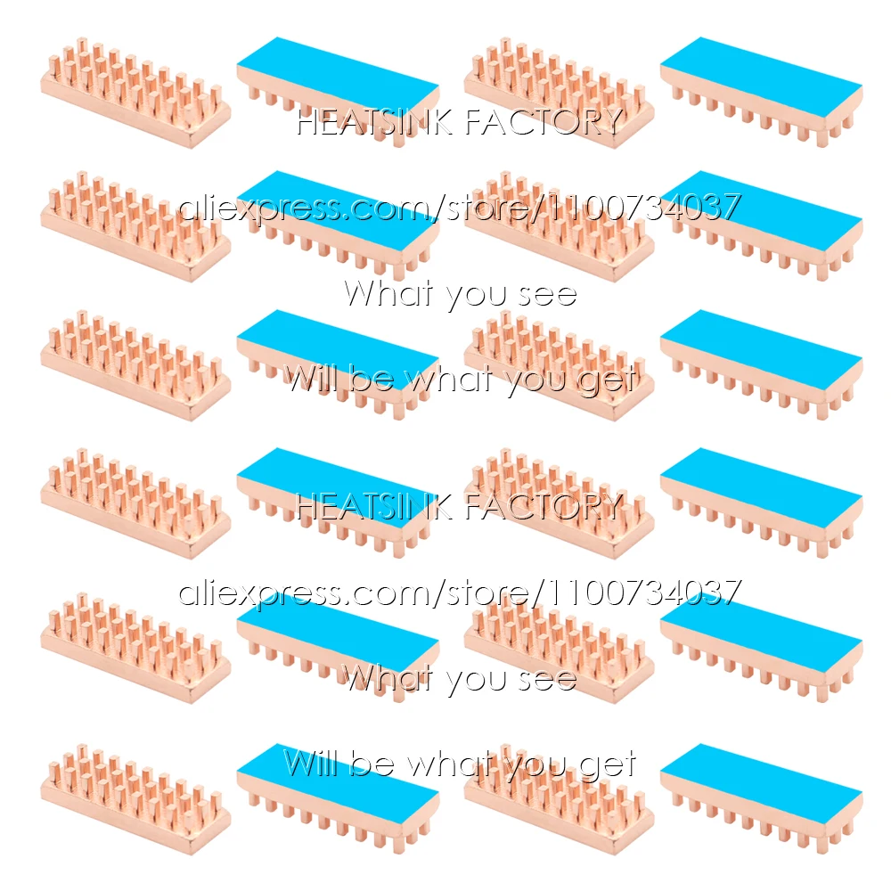 Imagem -05 - Pin Aletas do Dissipador de Calor do Radiador de Cobre 22x8x4 mm com Montagem de Fita Térmica para pc Raspberry pi ic Processador 20100 Peças Lote