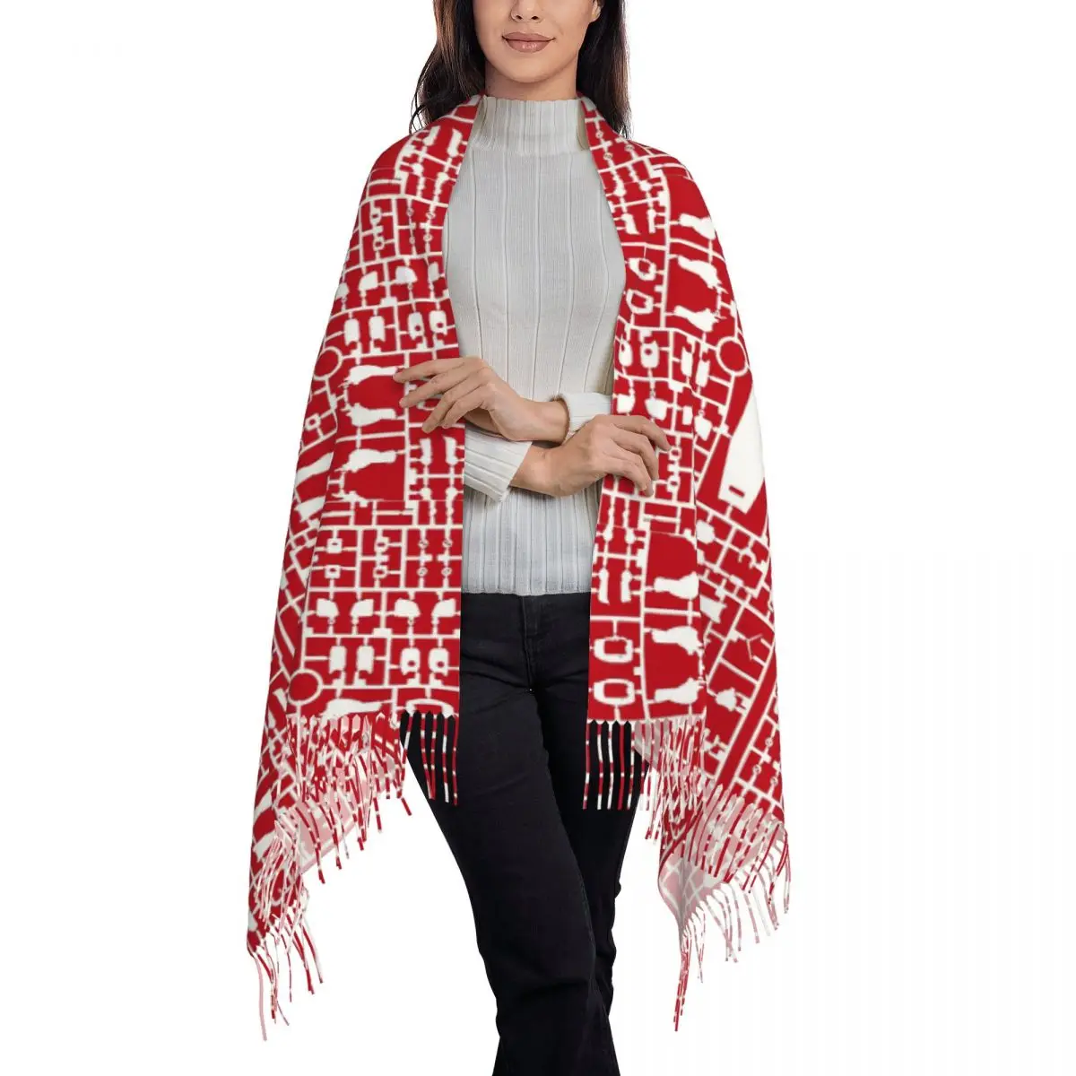 Gundam Runner Mobile Suit Gundam Scarf Tassel Scarves for Women Soft Warm Shawls and Wraps Large Fall Winter Shawl Wrap