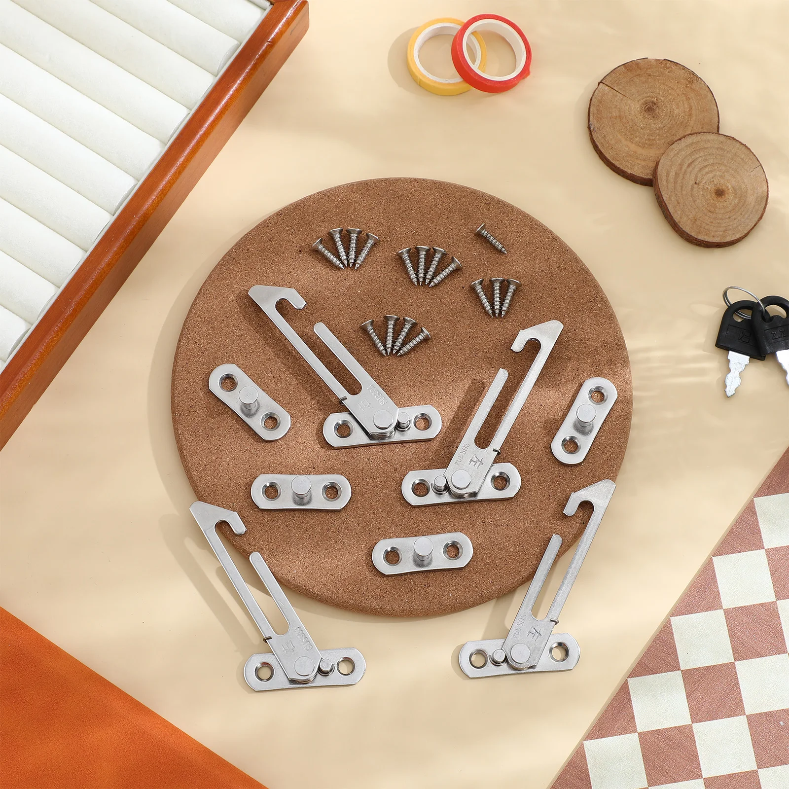 4Pcs Child Window Safety Locks Stainless Steel Concealed Restrictor Stopper Lock Easy Install Window Opening Angle Limiter