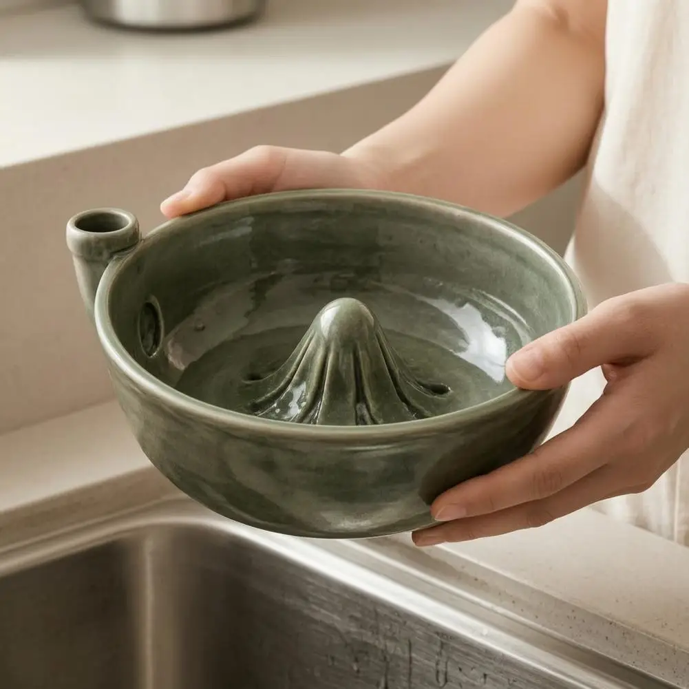 Compact Fruit Washer for Counter Self Spinning Berry Washing Bowl with 360° Vortex Ceramic Fruit Vegetable Strainer Kitchen