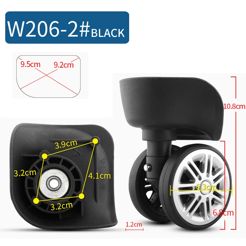 GZSZZ W206-2 Suitcase Wheels Luggage Accessories Wear-Resistant Silent Wheels Travel Necessities Easy To Install Rubber Wheels