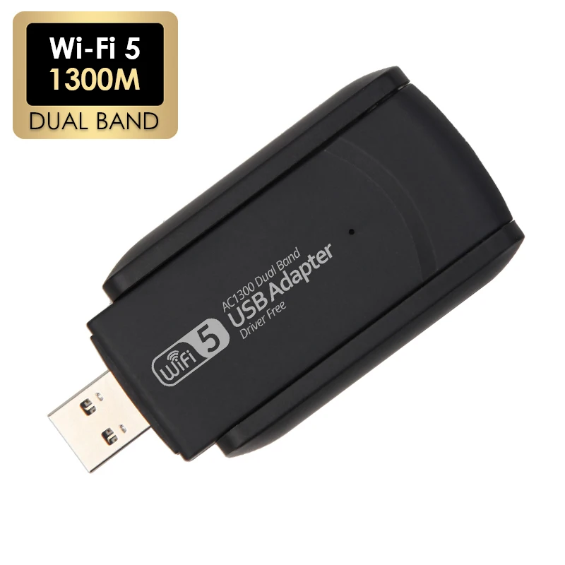 

AC1300M USB беспроводной Wi-Fi адаптер сетевой карты 1300 Мбит/с 2,4G/5 ГГц двухдиапазонный внешний Wi-Fi приемник для Win7/8/10/11 настольных ПК
