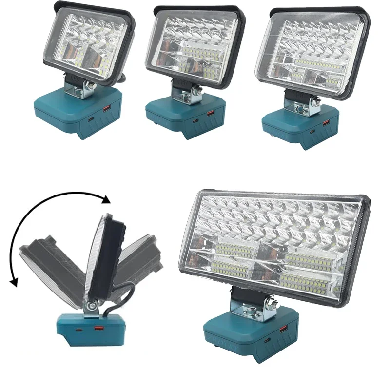 

Светодиодная лампа 18 В, рабочий фонарь BL1430 BL1830 USB TYPE-C, наружное освещение, рабочая лампа для кемпинга, литиевая батарея Makita 18 В