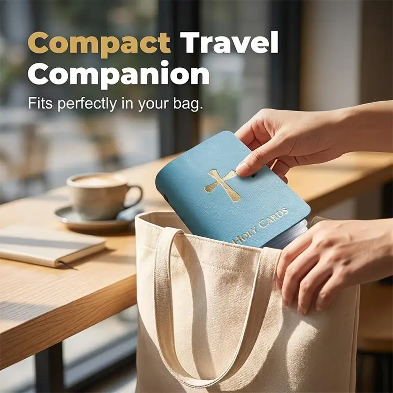Soft Leather Holy Card Holder Slim Pocket Prayer Organizer with Snap Closure Suitable for  Believers Commute Carry