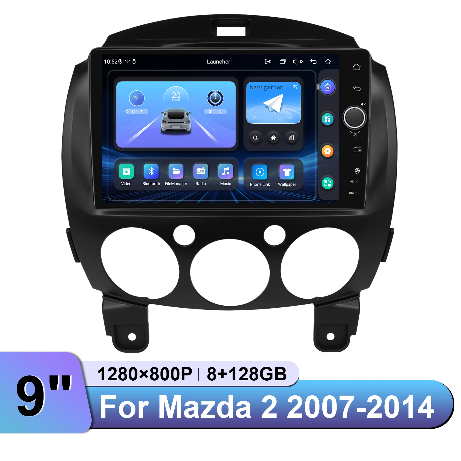 New 9 Inch Car Radio Multimedia Player For Mazda 2 2007 2014 Plug and Play Installation with Mounting Frame & Wiring Harness