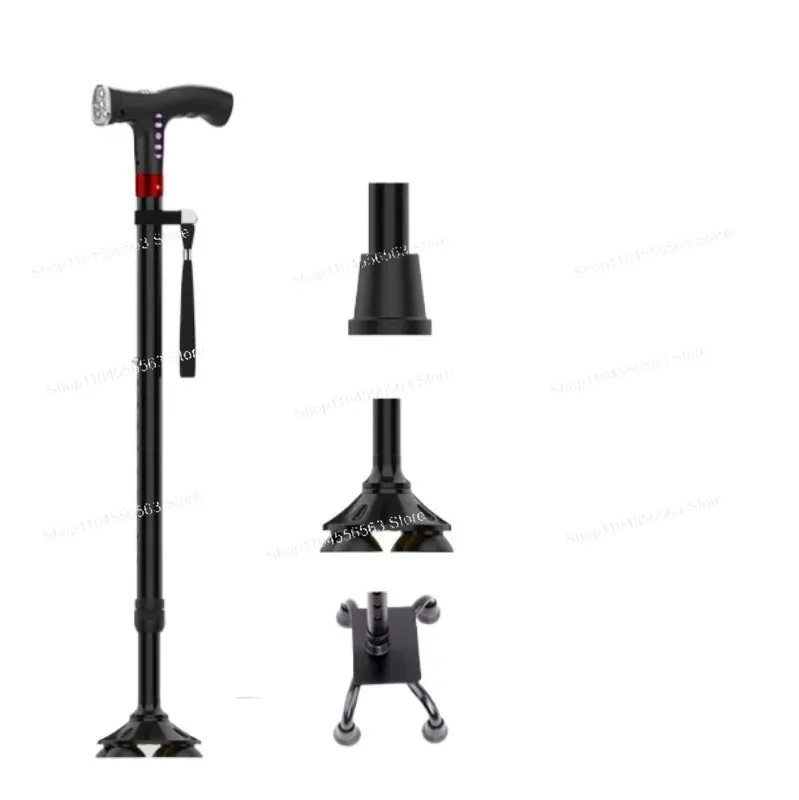 New Smart Multi-Functional Crutches for Elderly: 4-Foot Non-Slip Aluminum Alloy Cane with Radio, Great Gift Idea