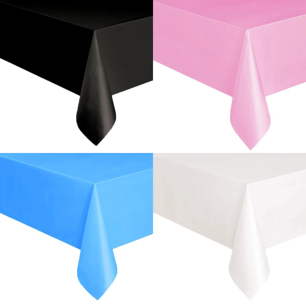 Disposable Tablecloth Pink Blue White Plastic Tablecloths for Birthday Party Christmas Table Cover Rectangular Table Tablecloths