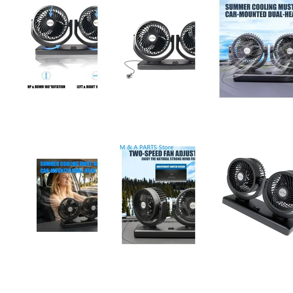 U1JF ABS Construction 2 Head Car Fan Great For Gifts And Promotions Enhanced Comfort